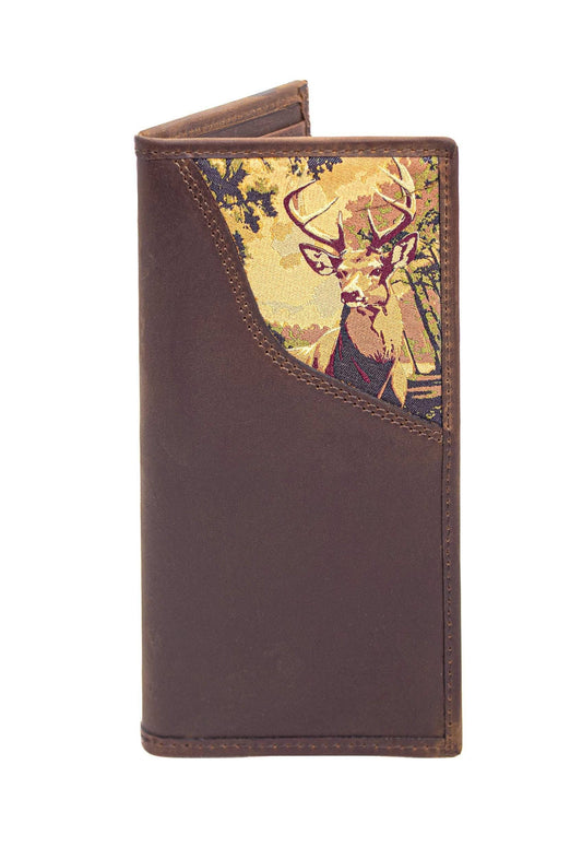 Buck Men's Secretary Tall Woven Patch Leather Wallet.