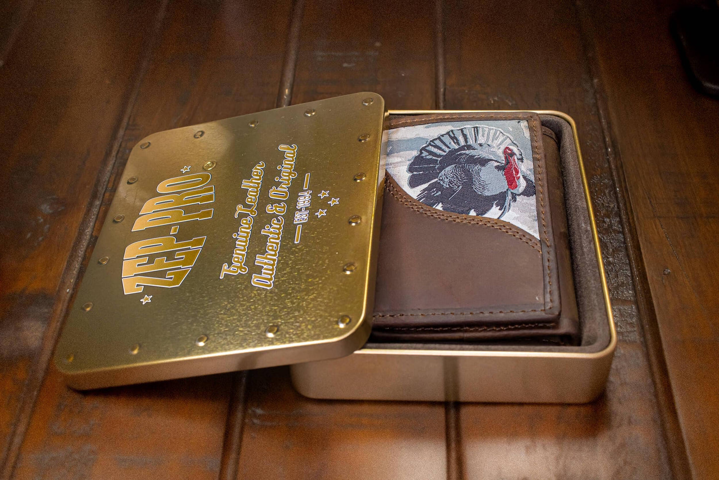 Turkey Men's Trifold Woven Patch Leather Wallet.