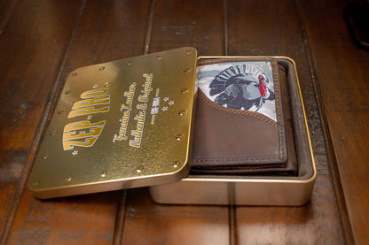 Turkey Men's Trifold Woven Patch Leather Wallet.