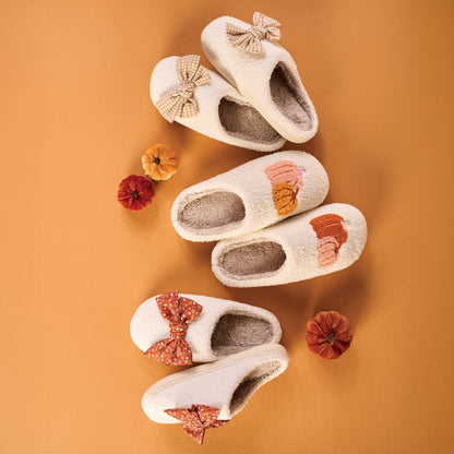 Fuzzy Slippers-Betty Bow Maple Gingham