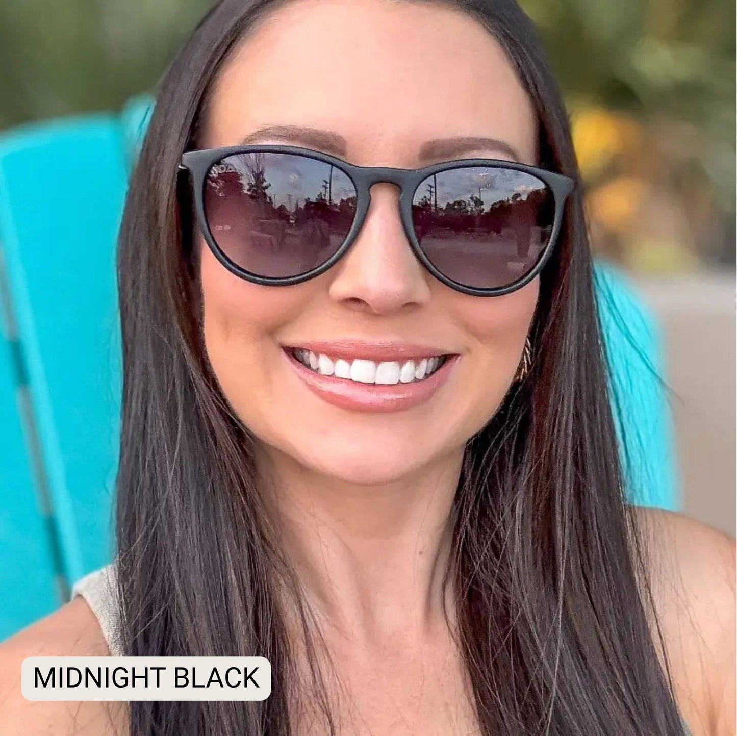 Midnight - Women's Polarized Medium Horn Sunglasses: Hot Pink