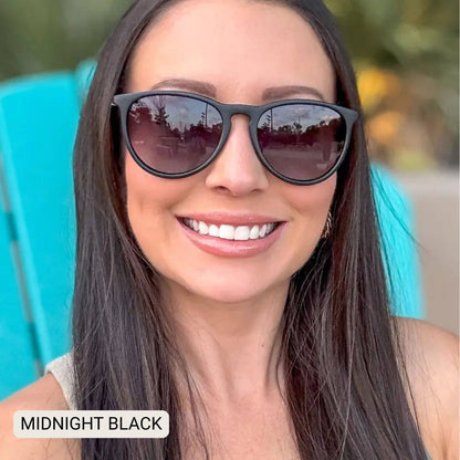Midnight - Women's Polarized Medium Horn Sunglasses: Ash