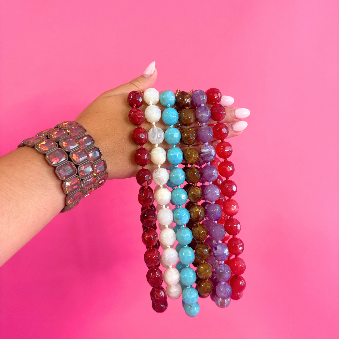 Maddyn Beaded Necklace: Cream