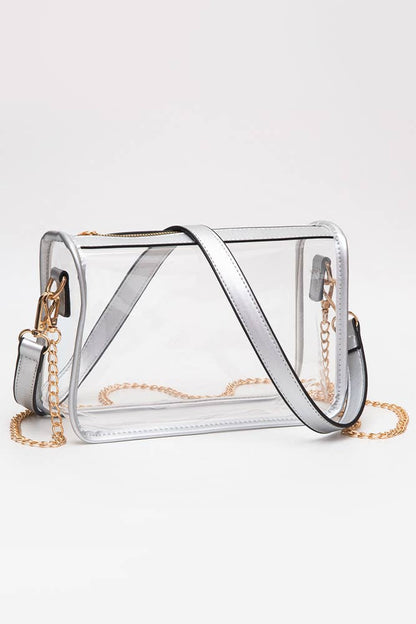 Clear Rectangle Stadium Concert Crossbody Bag: Navy