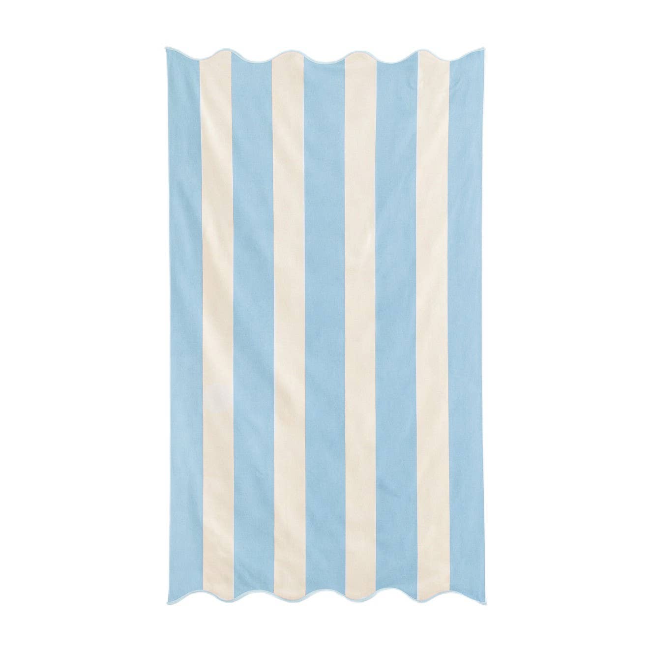 Large Scalloped Striped Beach Towel 90 x 170cm - 100% Cotton: Navy