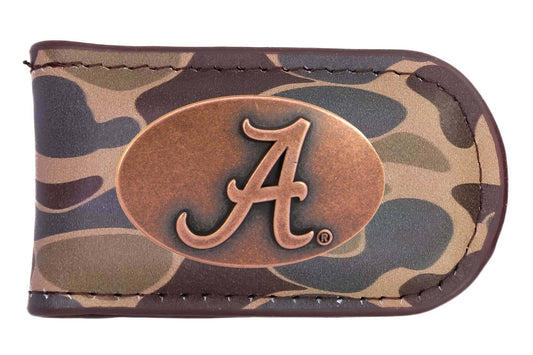 Alabama Crimson Tide Camo Leather Money Clip.: Brown/Tan Camo