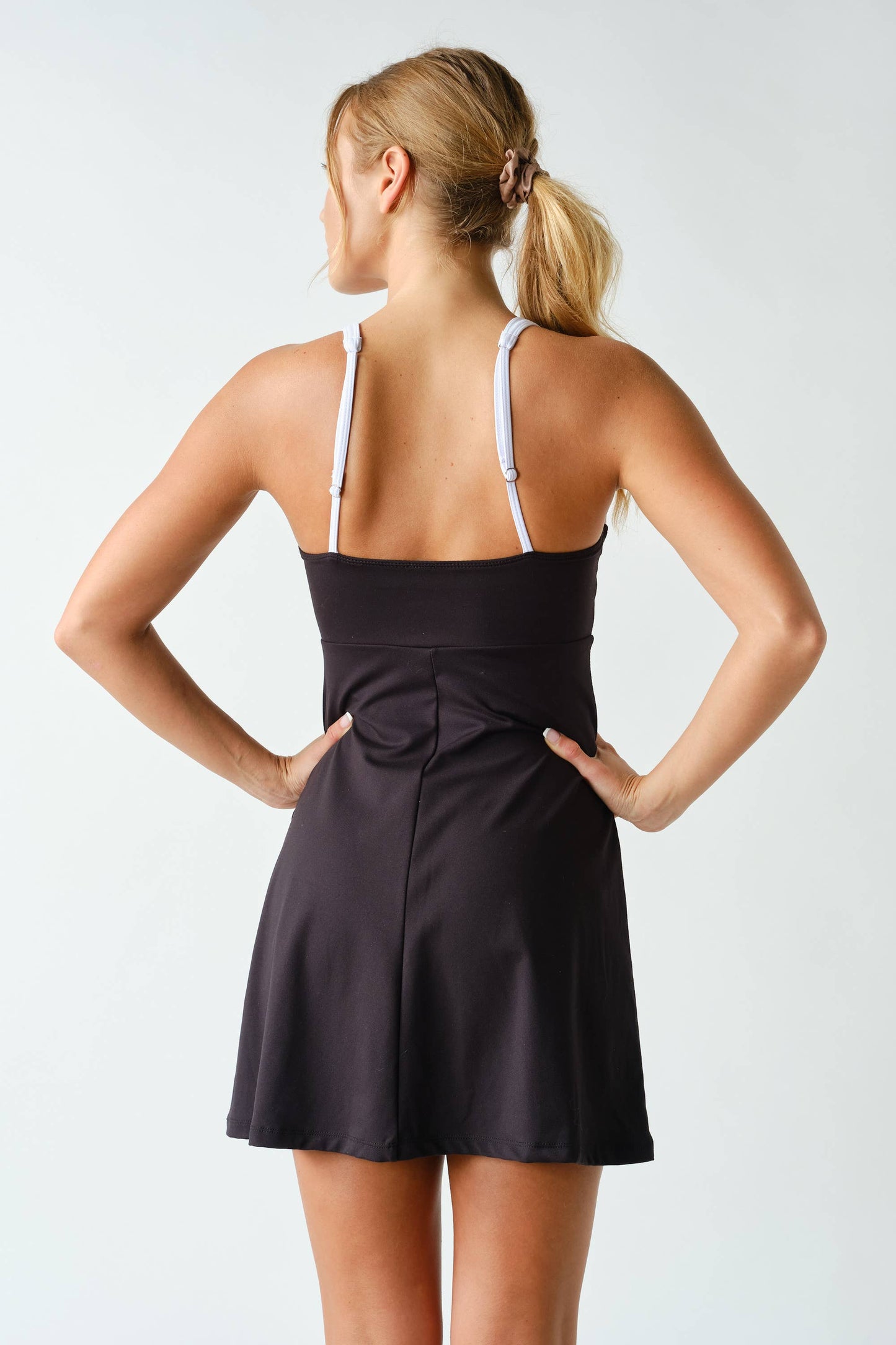 Sculpted Cutout Exercise Dress: Black