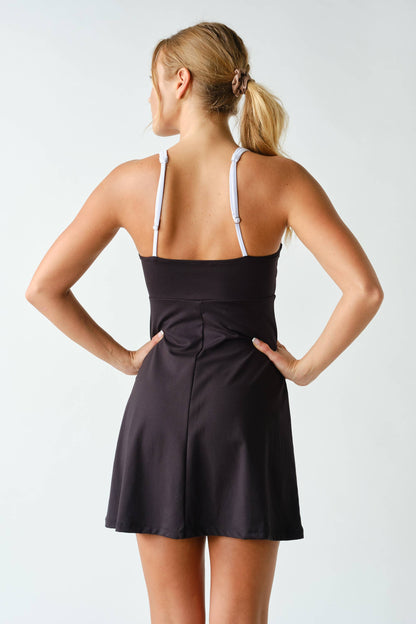 Sculpted Cutout Exercise Dress: Black