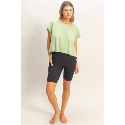 Boxy Crew Neck Top: SAGE