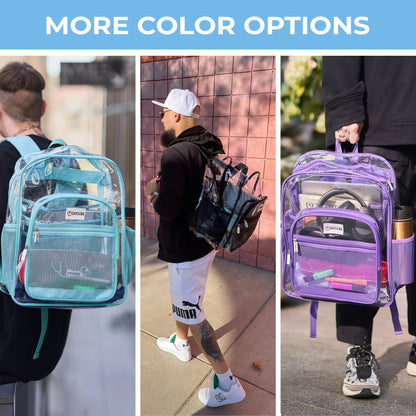 Clear Backpack For School XL | Top YKK® Zip | Pink Rhino: Pink Rhino
