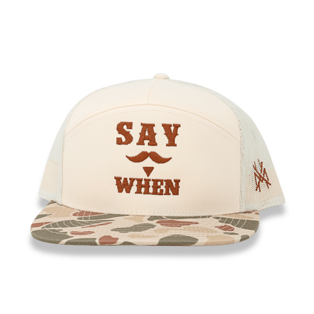 Say When Trucker Hat: 7 Panel Bottomland/Black