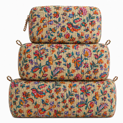 Multi Light Brown Quilted Bag Print: Large