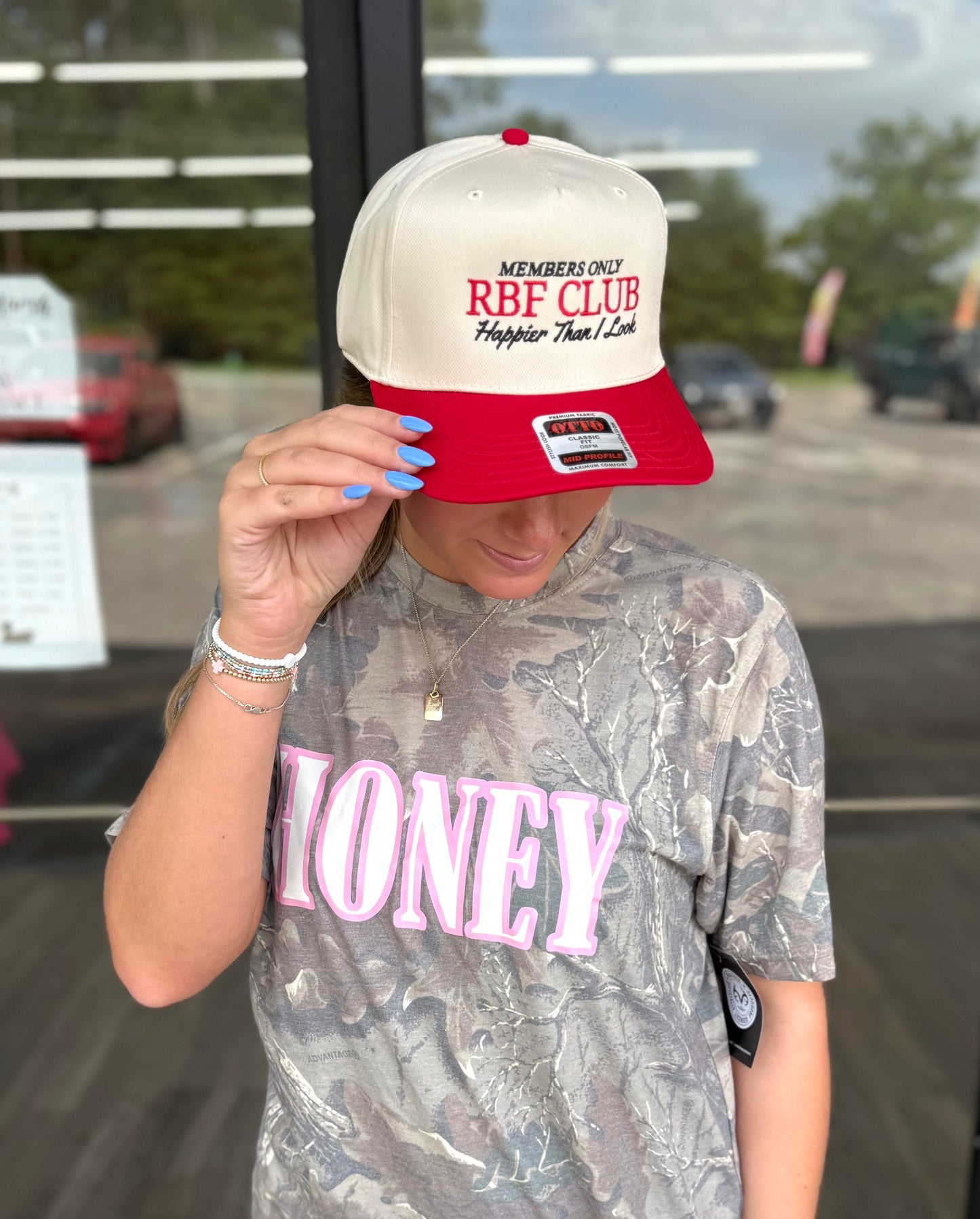 MHC RBF Club Trucker Hat: Red/Natural Otto