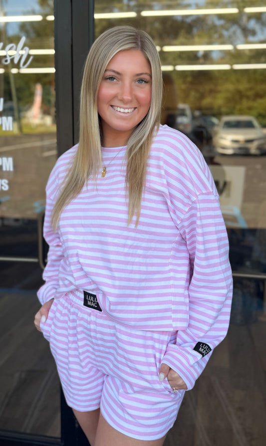 Lulu Mac Stripe top - LIGHT PINK