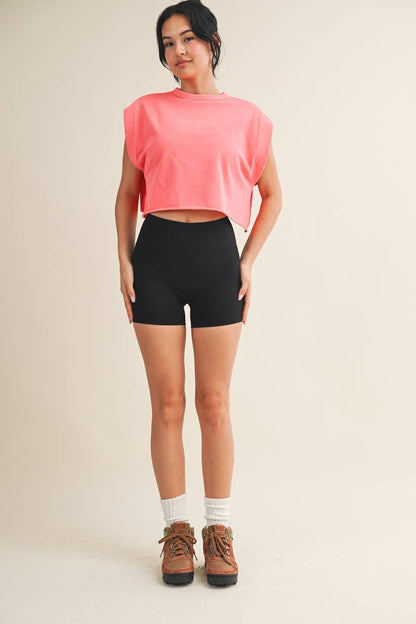 Mineral Wash Open Back Top: Coral