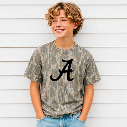 Youth Mossy Oak Bottomland Alabama Tee: Black