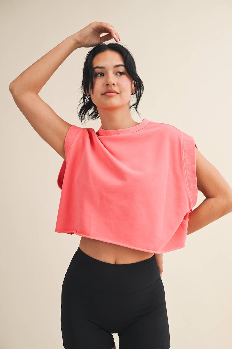 Mineral Wash Open Back Top: Coral