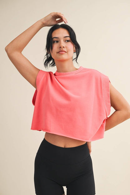 Mineral Wash Open Back Top: Coral