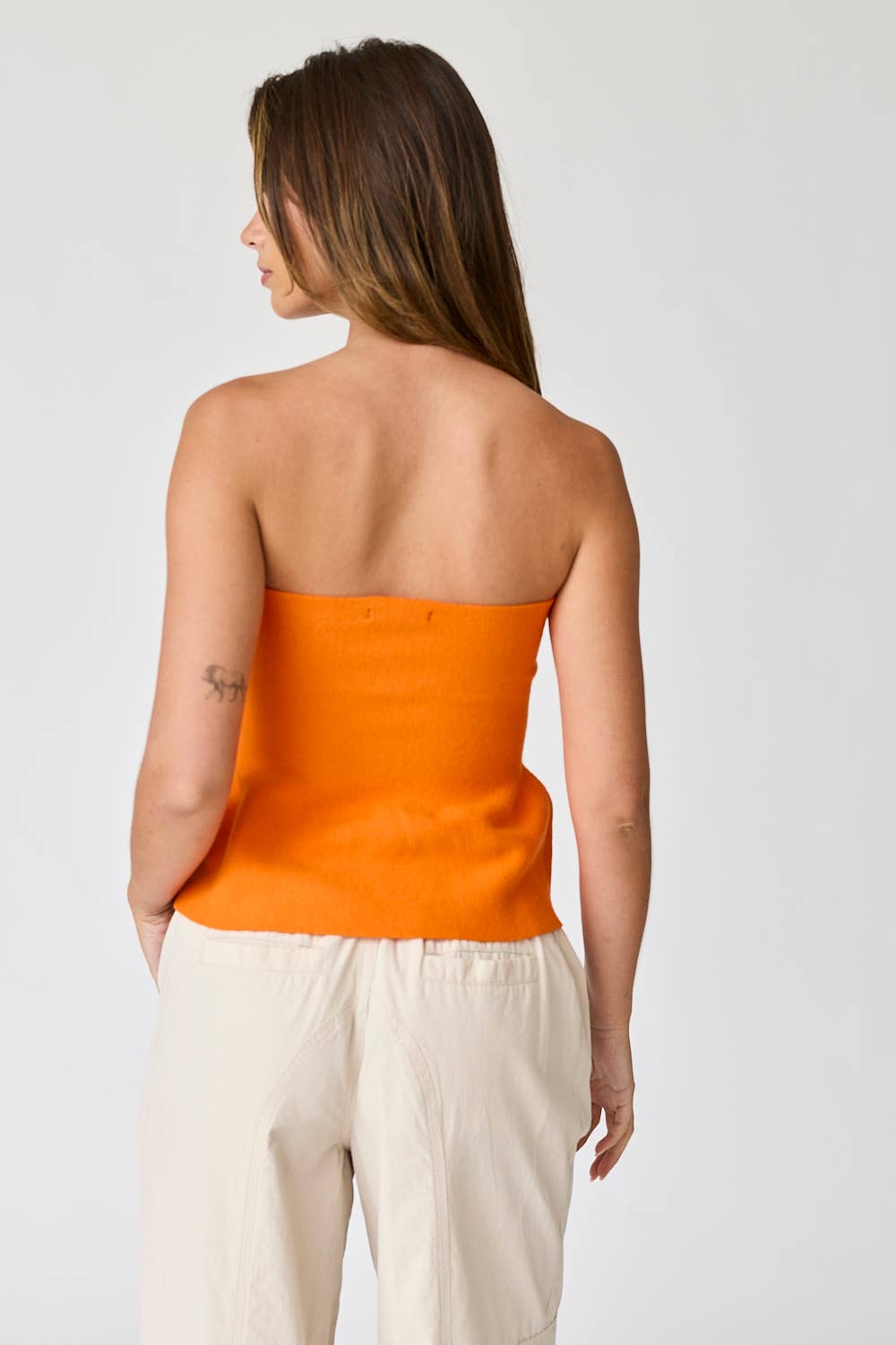 Ellie Strapless Knit Peplum Top: White