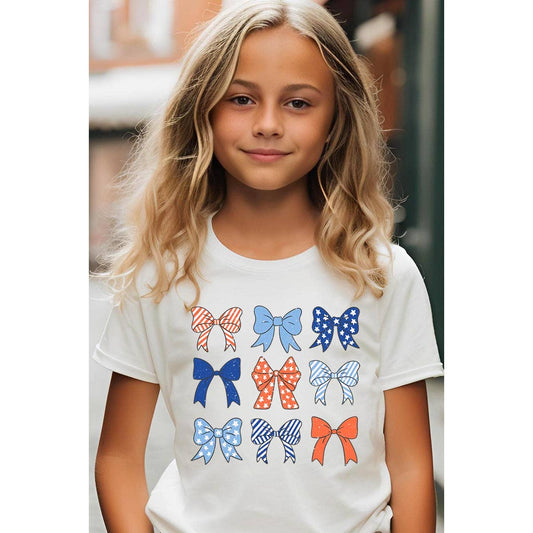 Bows Ribbons Fourth Of July Kids Graphic T Shirts: VINTAGE WHITE