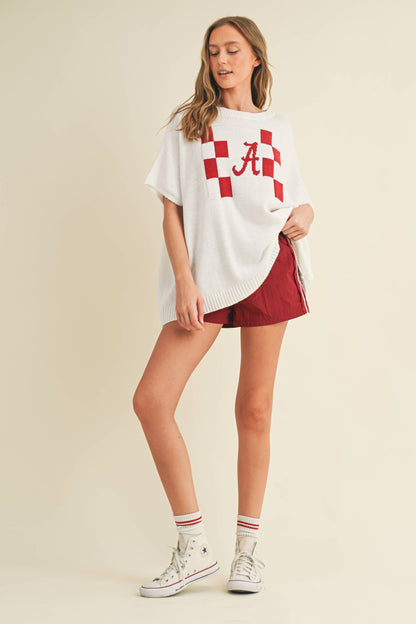 "A" SWEATER TOP: Maroon