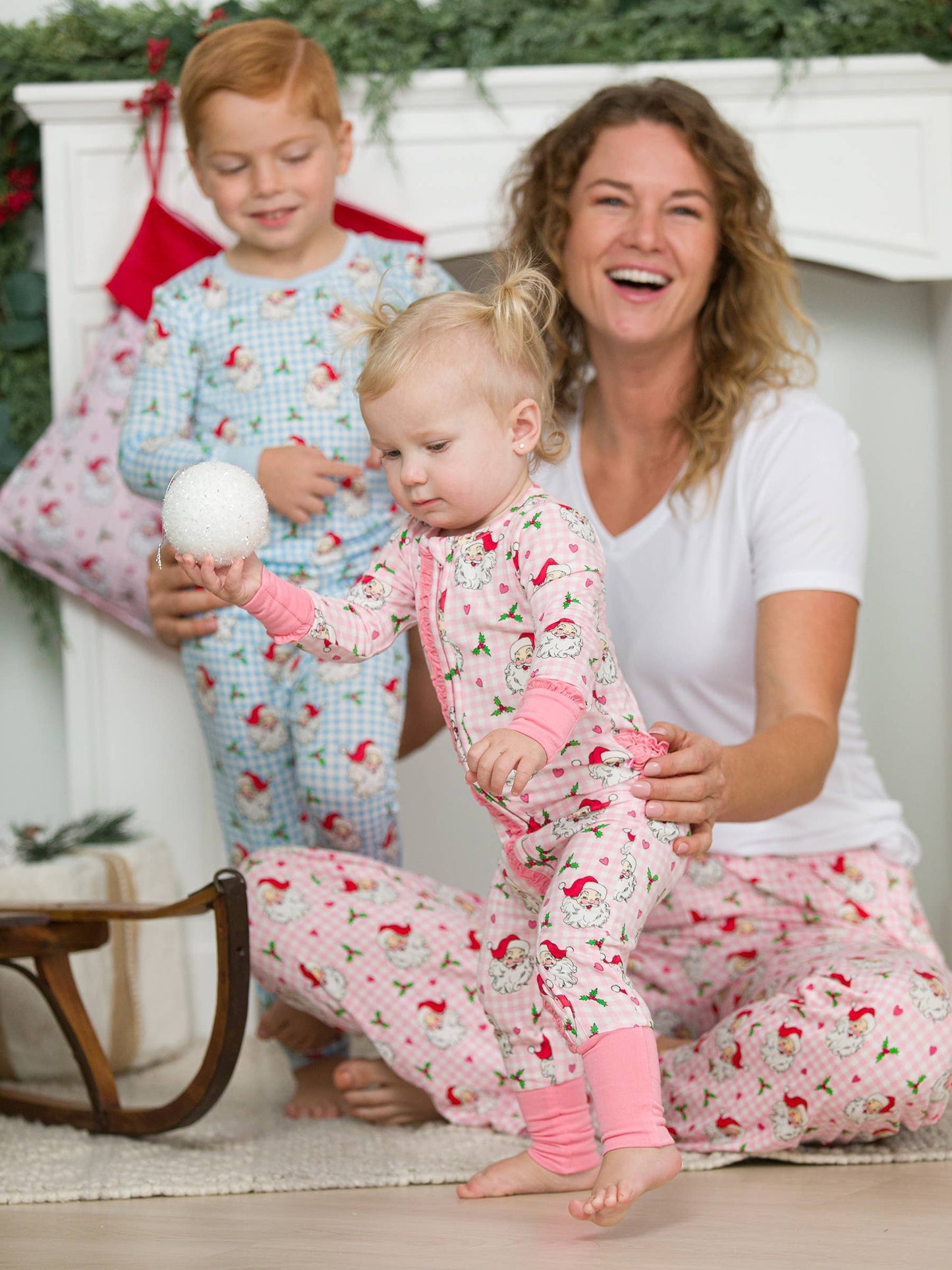 SoftSnooze™ Baby Girls Bamboo Viscose Pink Dear Santa Convertible Ruffle One Piece Footie Pajama
: Pink