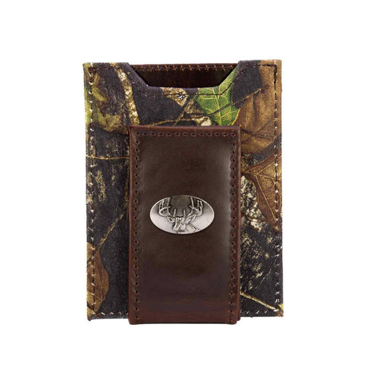 Buck Magnetic Leather Slim Wallet: Mossy Oak