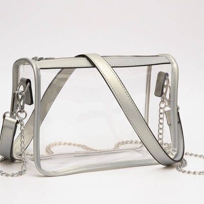 Game Day Stadium Clear Rectangle Crossbody Bags : White