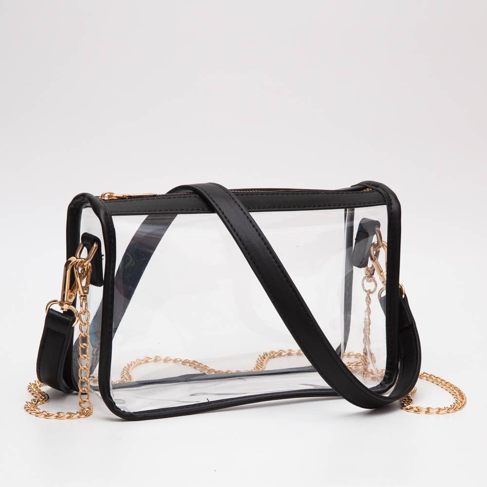 Game Day Stadium Clear Rectangle Crossbody Bags : White