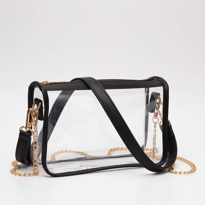 Game Day Stadium Clear Rectangle Crossbody Bags : White