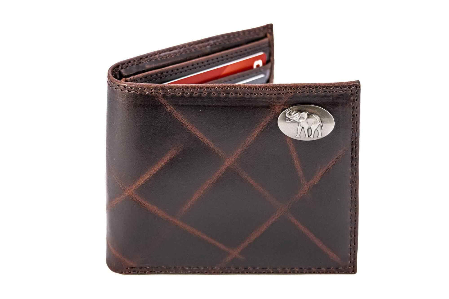 Alabama Crimson Tide Men's Collegiate Bifold Leather Wallet.: UAL Crazyhorse