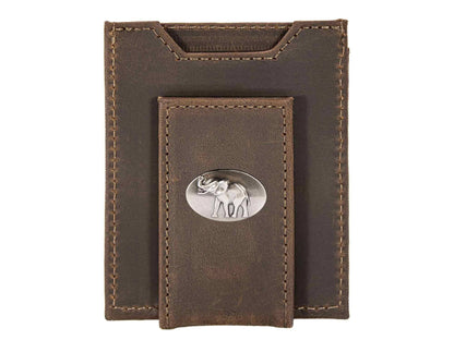 Alabama Crimson Tide  Magnetic Front Pocket Leather Wallet.: UGA Crazyhorse