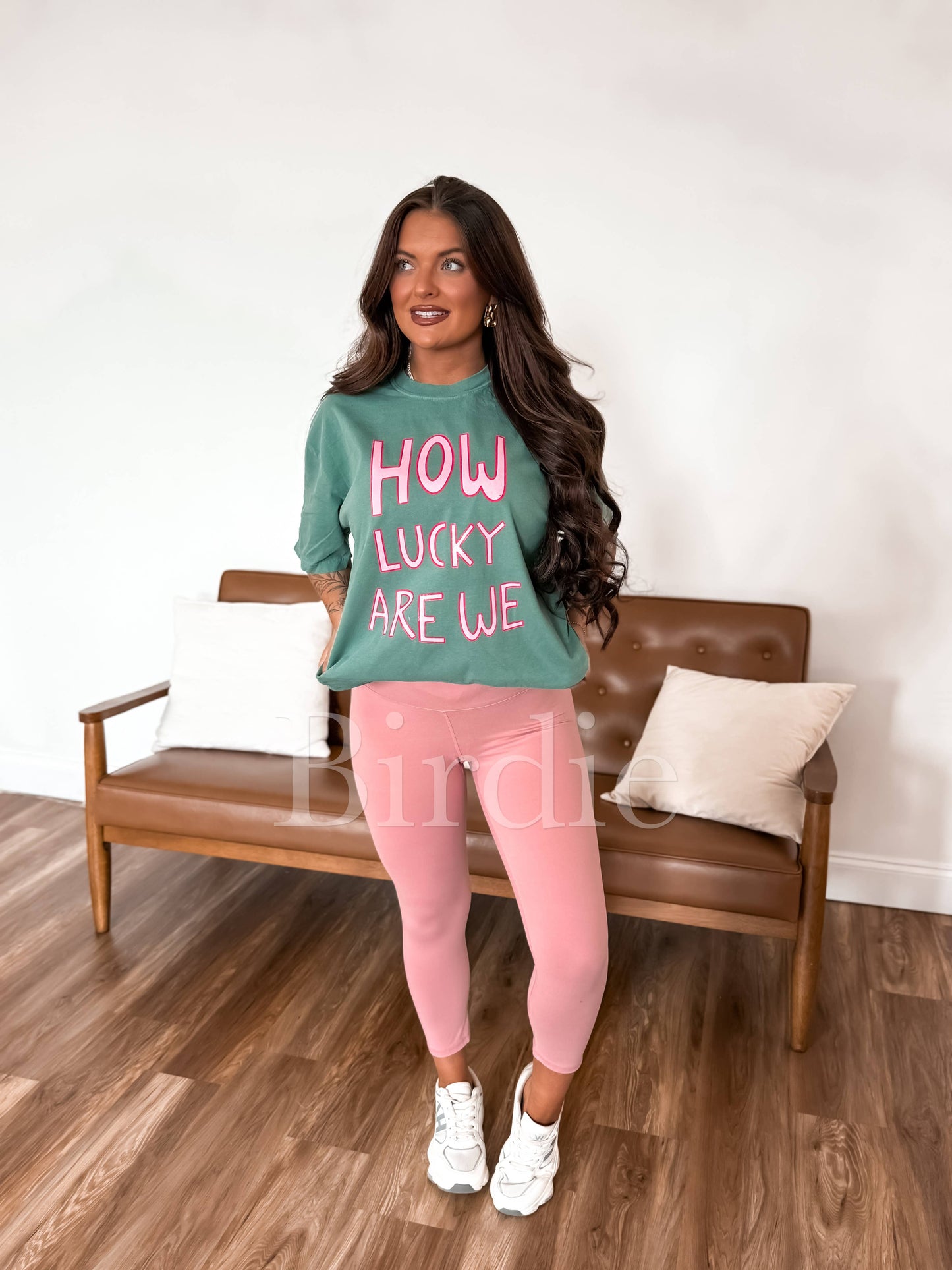 How Lucky Are We Light Green Graphic Tee