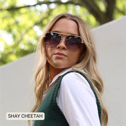 SHAY - Women's Polarized Large Hair Friendly Aviator: Black Ombré
