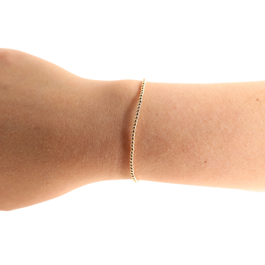 2MM Gold Beaded Bracelet: Standard 6.75 inch