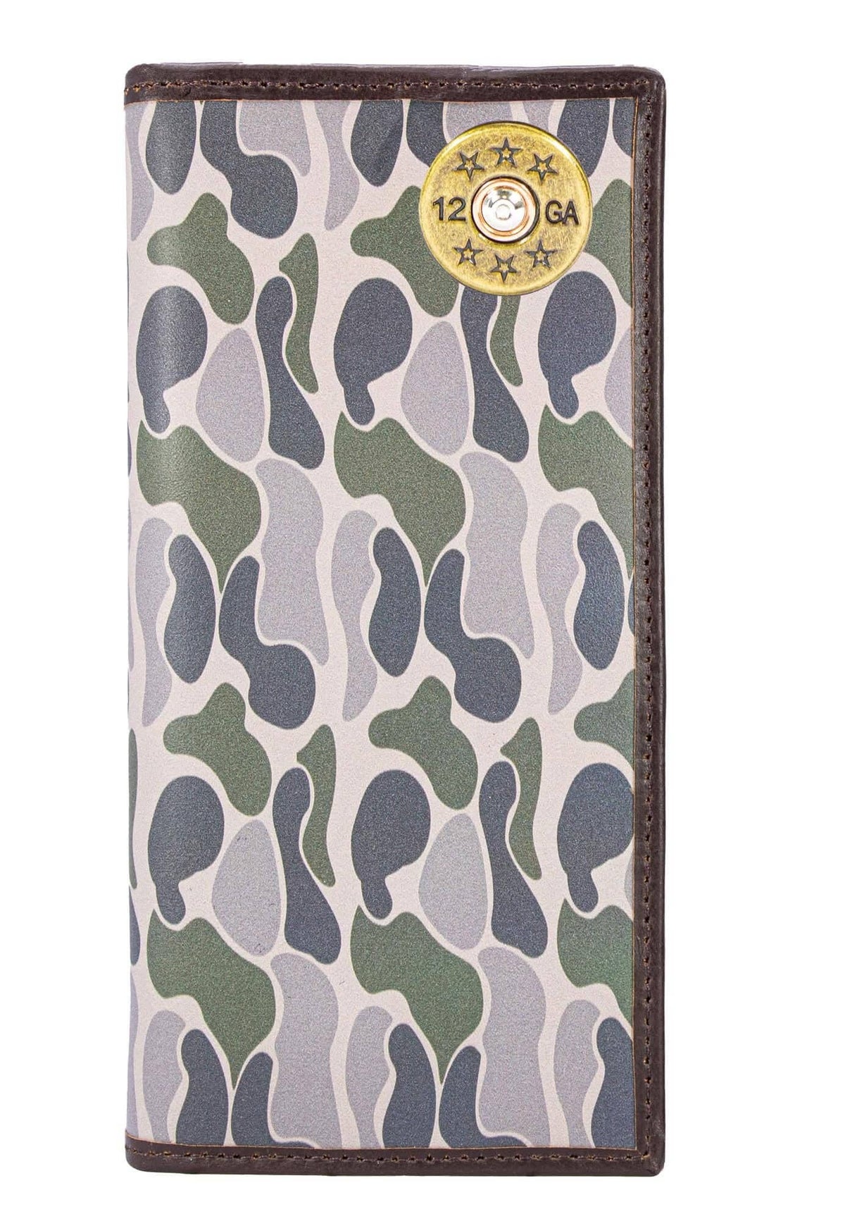 Shotshell Men's Secretary Old School Camo Leather Wallet.: Green/Gray Camo
