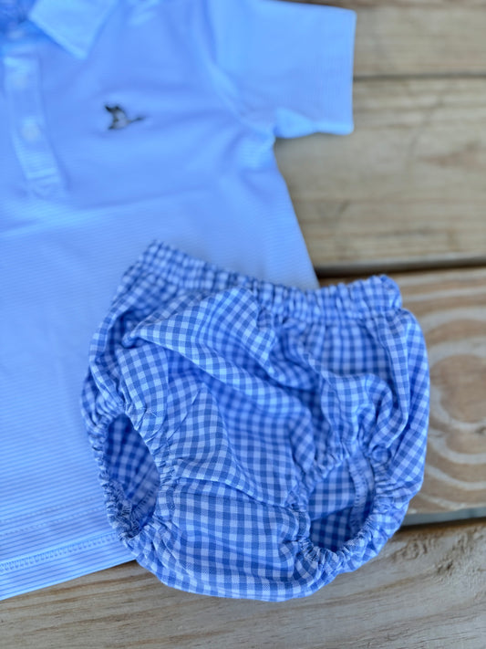 Gingham Diaper Covers with No Trim: Light Blue