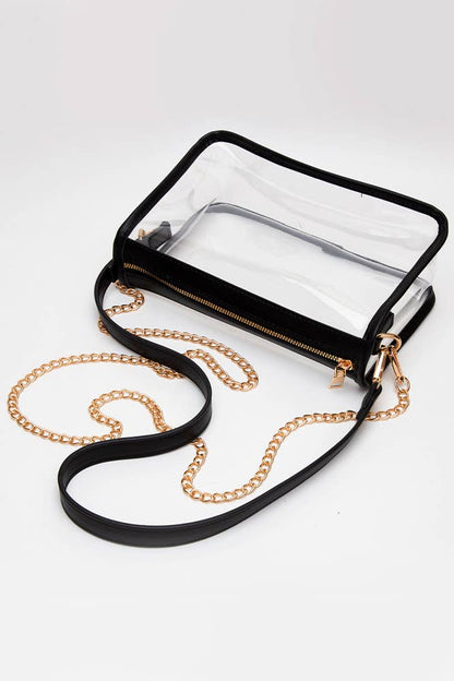 Clear Rectangle Stadium Concert Crossbody Bag: Navy