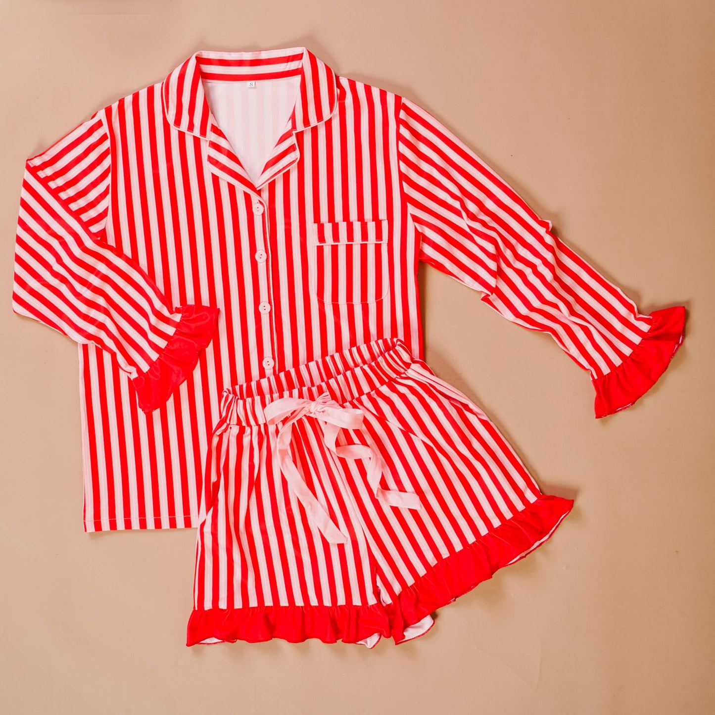 Sweet Dreams Pajama Shorts Set-Peppermint Stripes
