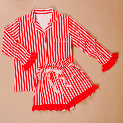 Sweet Dreams Pajama Shorts Set-Peppermint Stripes