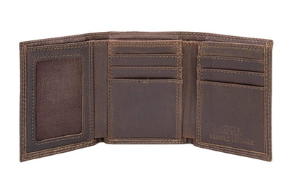 Lab Men's Trifold Woven Patch Leather Wallet.