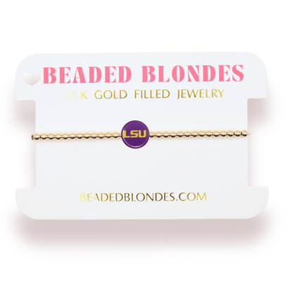 LSU Logo Flip Bracelet on Gold: Gold / Standard 6.75 inch