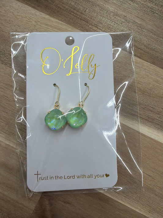O’Lolly Stone dangle earrings-mint green