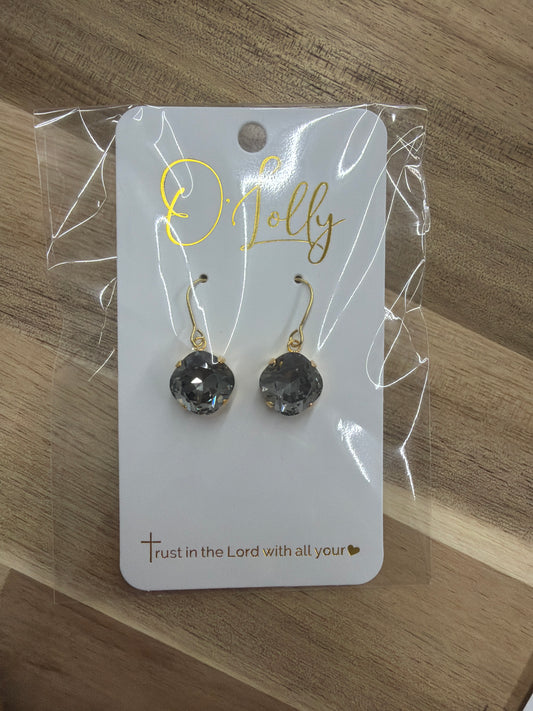 Stone dangle earrings-black