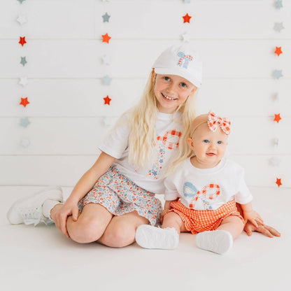 Patchwork Bow Patch Short Sleeve T-Shirt - Fourth of July