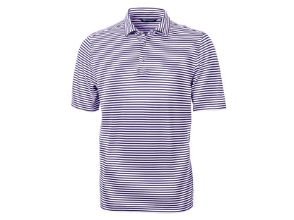 Cutter & Buck Virtue Eco Pique Stripe Recycled Mens Polo: College Purple