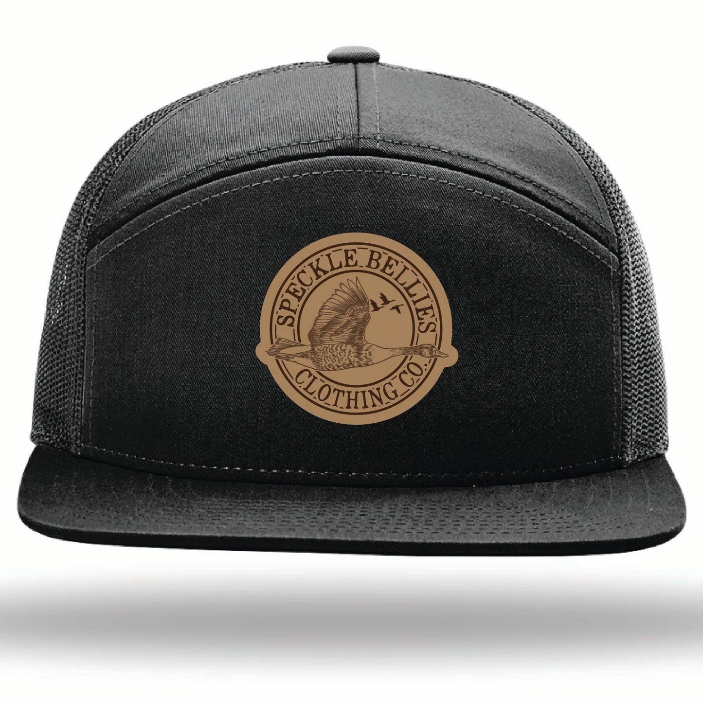 Circle Logo Leather Patch Flat Bill: Charcoal/Black
