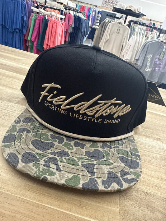 Fieldstone - Black W/Camo Bill Script Logo - RH- 198
