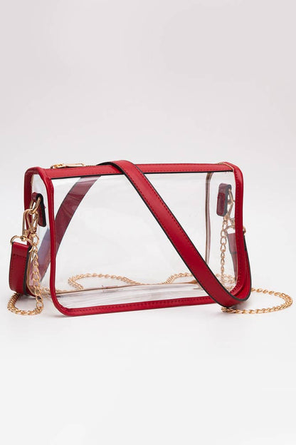 Clear Rectangle Stadium Concert Crossbody Bag: Navy