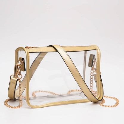 Game Day Stadium Clear Rectangle Crossbody Bags : White